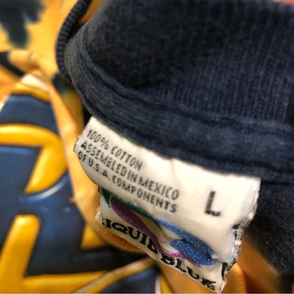 3/$25 Vintage 90s Liquid Blue St Louis Rams Tie Dye Blue Gold Circles Large - Picture 8 of 10